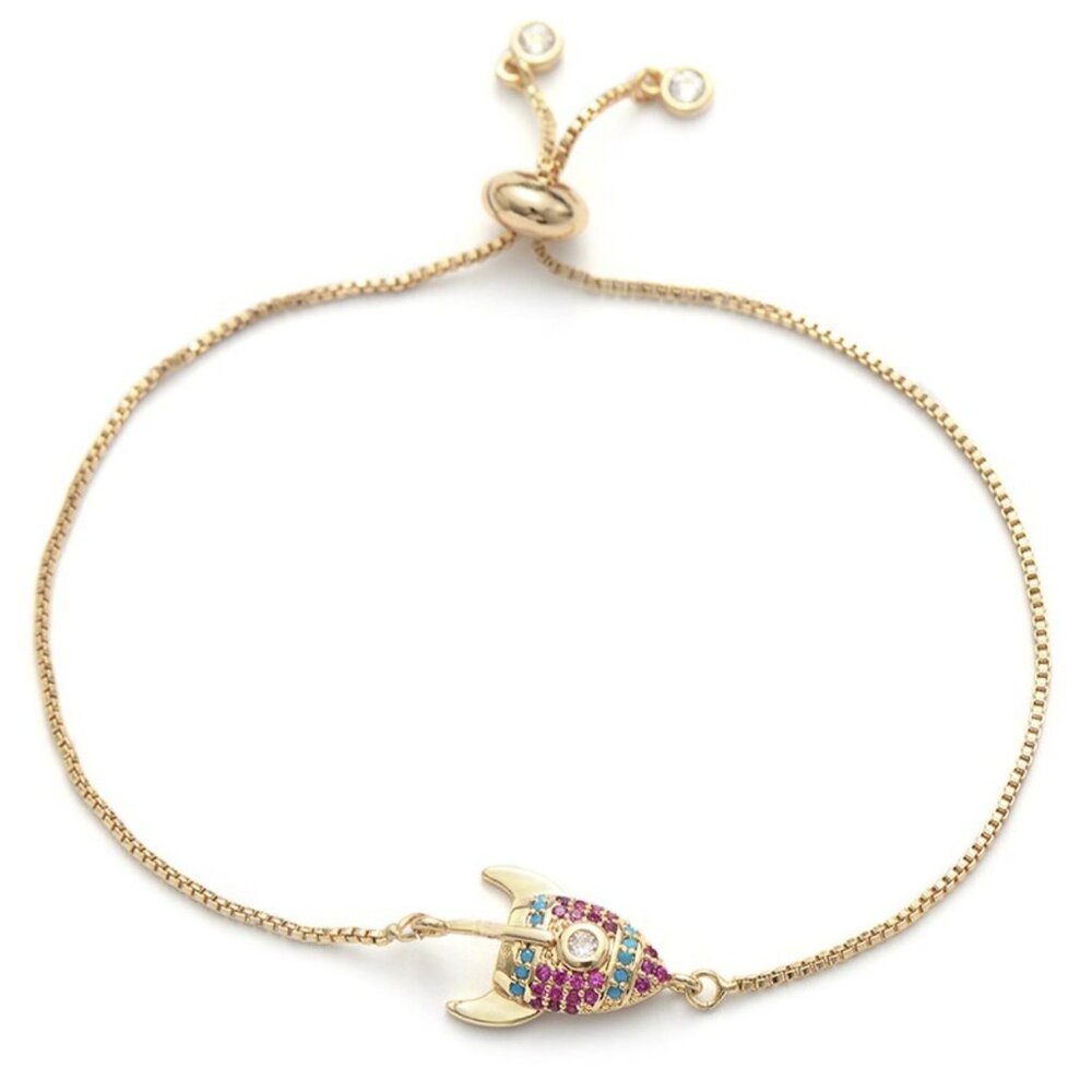 Rocket Spaceship Yellow Gold Bracelet